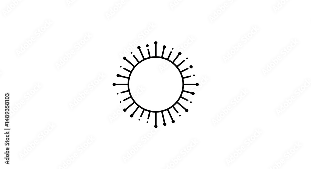 Fototapeta premium Minimalist Sun Icon: Black and White Graphic