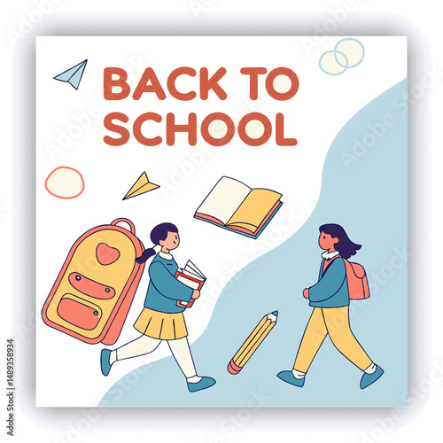school students admission social media post, promotional discount back to school admission social media post banner template design.back to school admission by social media Instagram,facebook post kit