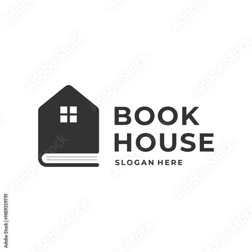 book and house logo modern style, perfect for education logo design