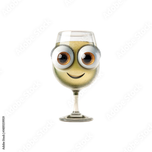 Happy Wine Glass with Googly Eyes - Fun Drink Concept