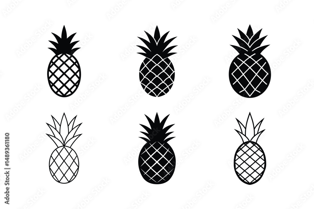 Fototapeta premium Pineapple Contour Vector Image