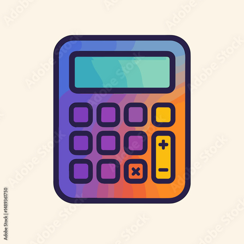 Colorful calculator with gradient design on a light background  