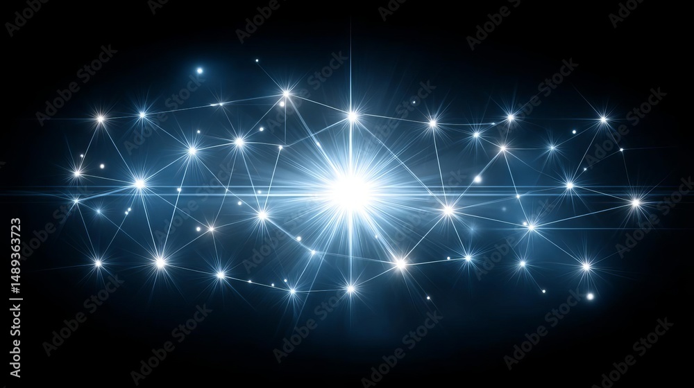 Fototapeta premium Bright digital starburst against a dark background. Abstract Futuristic Business Background