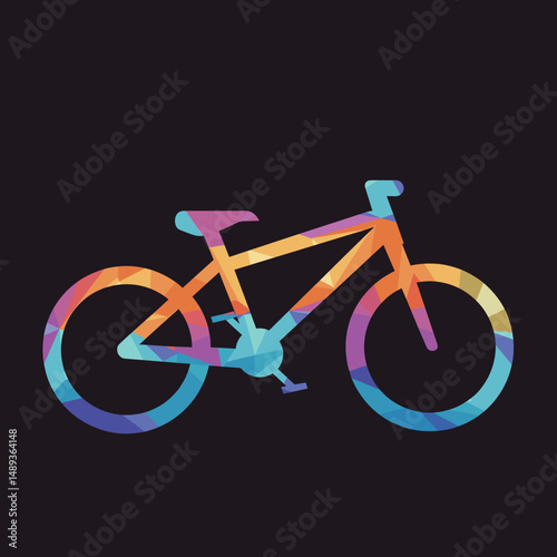 Colorful geometric bicycle silhouette on a dark background  
