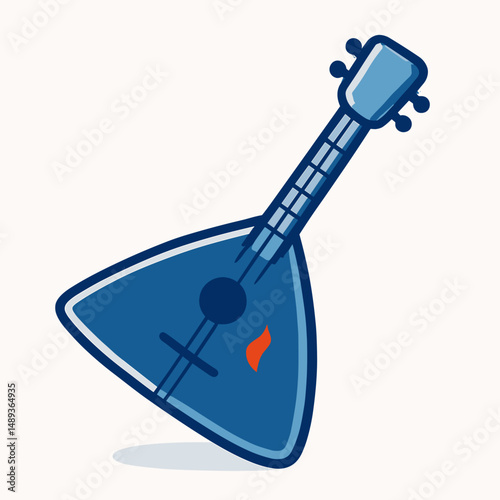 Elegant balalaika illustration in blue and orange tones  