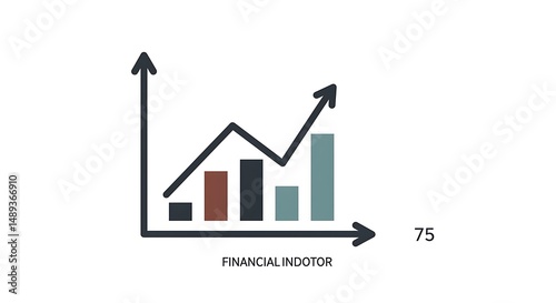 Growing Financial Indicator Chart on White Background