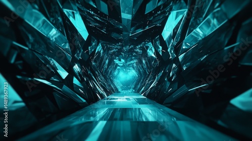 Abstract Tech Tunnel Background Blue Digital Future Design