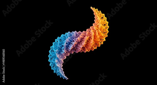 Abstract Helix: Colorful Molecular Structure on Black