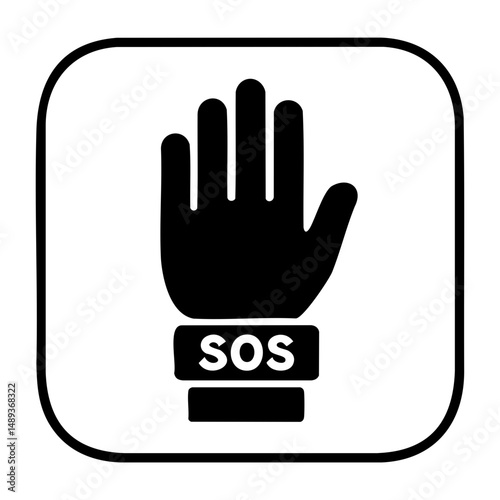 Hand raised SOS distress signal icon