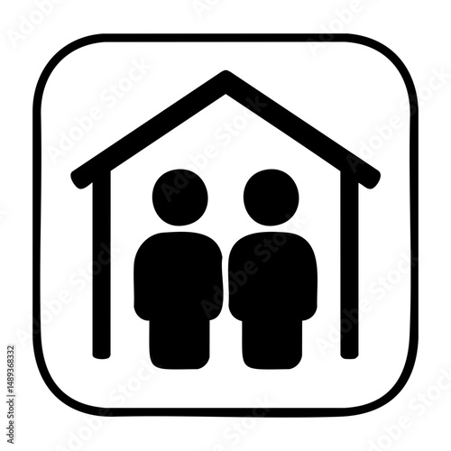 Emergency shelter icon with two people