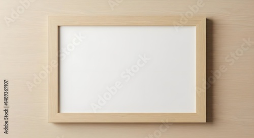 Light Wood Frame Mockup on Beige Wood Background with High Quality