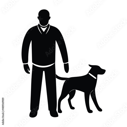 A man walking with a dog silhouette vector illustration