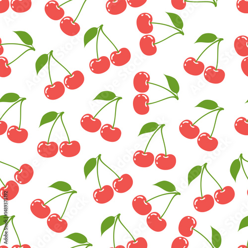 Red cherry print seamless pattern vector background