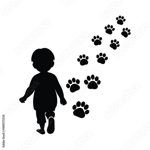 Set of Dog bone and paw print isolate on white background. 