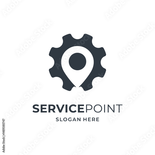 gear and pin location logo, perfect for automotive service logo design