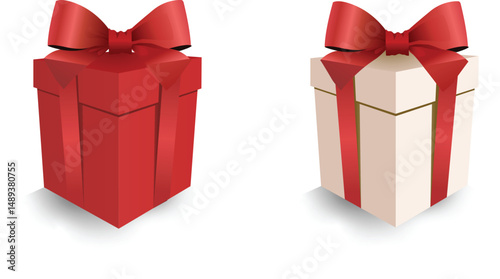 Gift Box set, Red box and white box vector