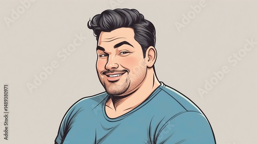 Plus size man Raising one eyebrow with a confident, cheeky smile background