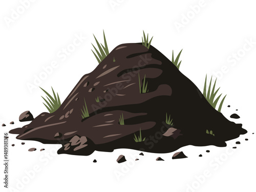 Pile of fertile soil for gardening isolated vector illustration on white background
