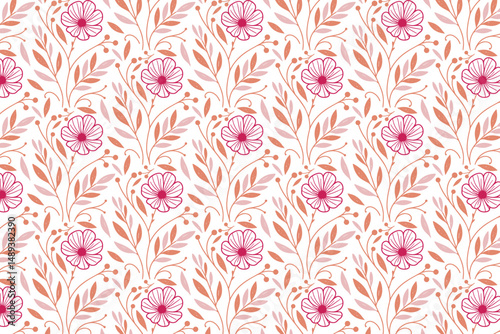 hand drawn floral sketch print, seamless modern textile pattern, one line cotton flower design, outline trendy fashion repeat, stylish wrapping paper texture, pillow cover inspired fabric, nature line