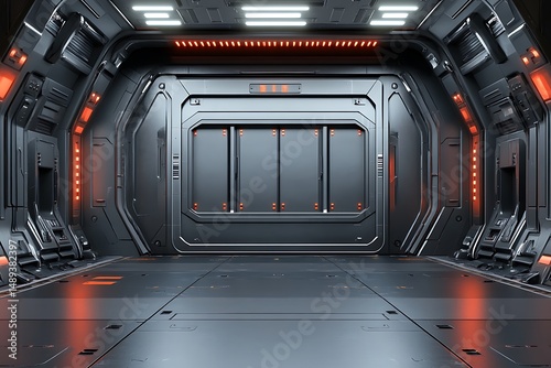 Fototapeta Naklejka Na Ścianę i Meble -  Futuristic spaceship corridor