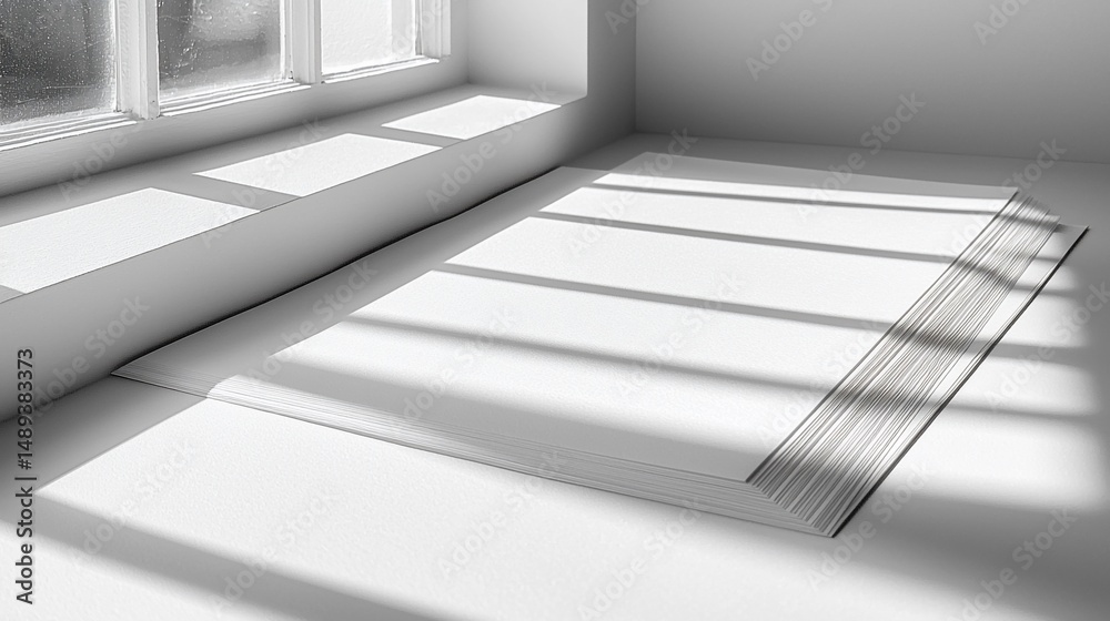 Obraz premium Blank papers on a window sill