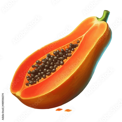 Fresh Ripe Papaya on White Background

