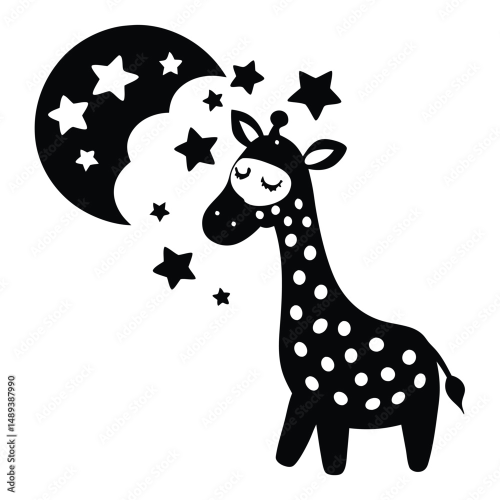 Fototapeta premium giraffe black silhouette illustration 