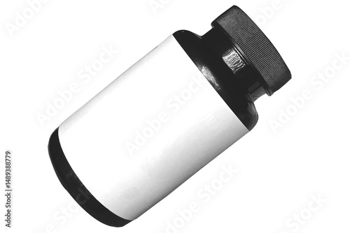 Black Pill Bottle Mock up with Blank Label – Medical Product Template for Branding
