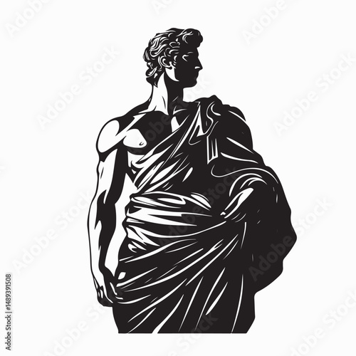 Head of a statue of Alexander the Great Image Vector isolated on white background.