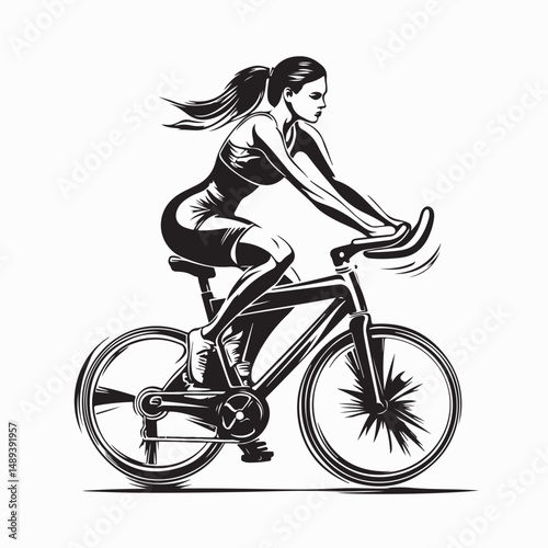 Exercise Woman Bike Vector Image Isolated on white background.