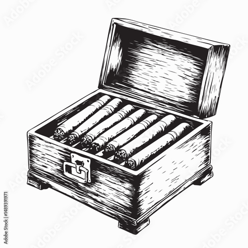 Cigar Humidor Vector. Cigar Box Cedar Wood Cigar humidor image.