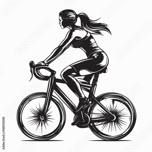 Exercise Woman Bike Vector Image Isolated on white background.
