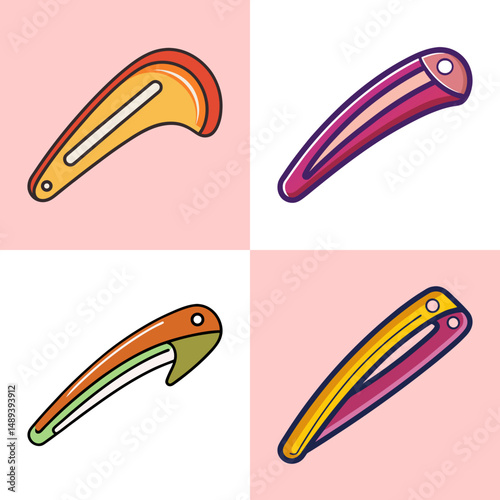 hair clip flat illustration flat style with 
