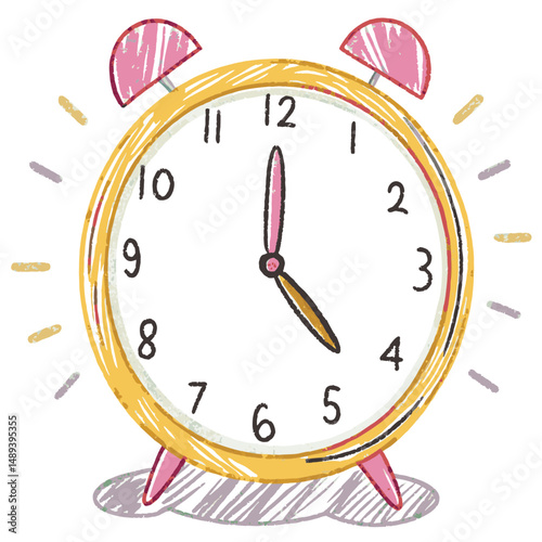 Vintage alarm clock showing time with colorful design representing time management and punctuality.