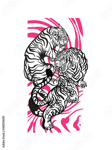 tiger illustration with japanese style for kaijune event