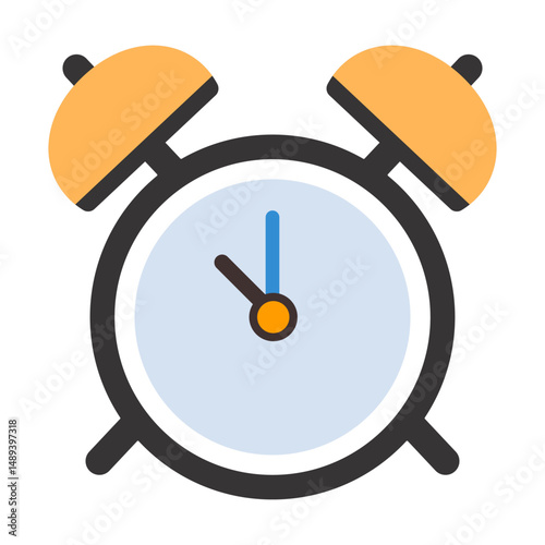 Alarm ringing icon vector illustration, flat carton alarm clock bells sound isolated on white
