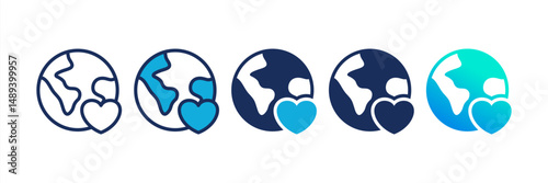 Earth Heart Multi Style Icon Set
