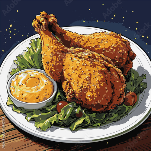 fried chicken vector for design purposesIllustrator Artwork