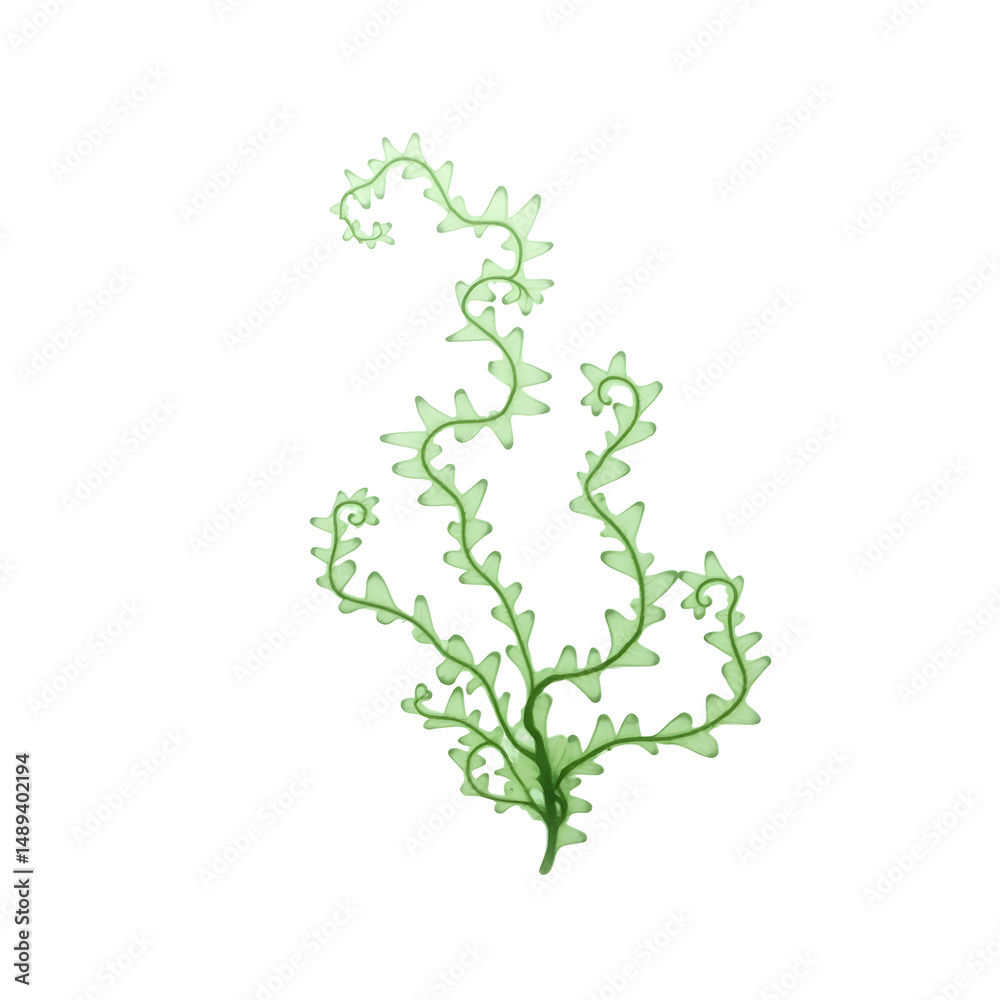 Fototapeta premium Intricate depiction of a slender kelp plant with its ribbonlike leaves showcased against a simple backdrop