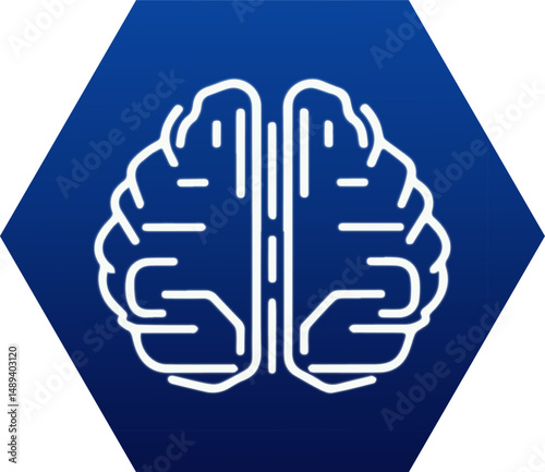 Vector Brain icon with blue gradient background 