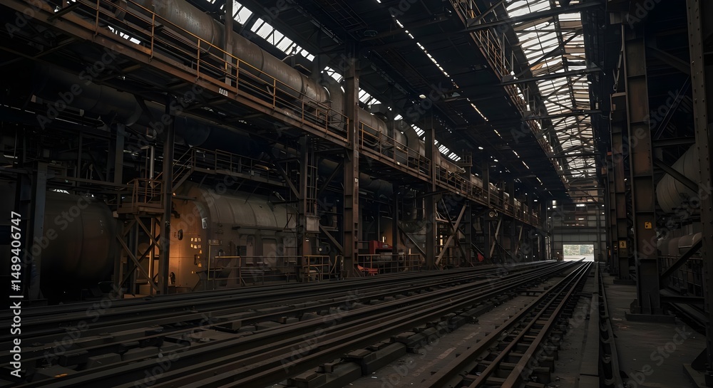 Fototapeta premium Industrial Steel Zone With High-Quality AI-Generated Visuals