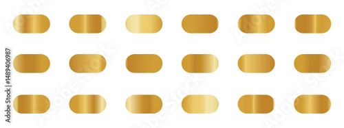Golden premium gradient swatch palette set. premium golden gradients swatches set. Set gold gradient Chrome color foil texture background.