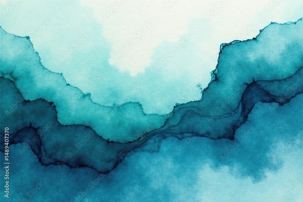 Obraz premium Geometric navy & teal watercolor convergence, light intensity , watercolor, splatter, converging