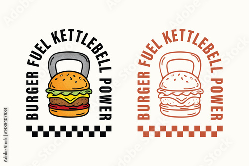 Burger fuel kettlebell power, fitness t shirt vector design