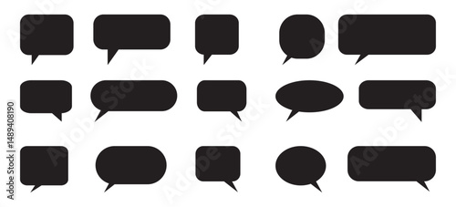 Black Speech Bubble Icons Set. Different Speech bubbles for talk, dialogue, decoration. Vector illustration.