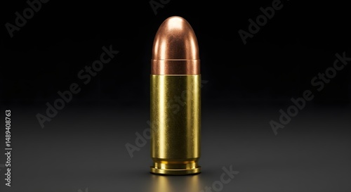 Wallpaper Mural High-Quality 9mm Bullet with Brass Casing and Copper Tip on Black Background Torontodigital.ca
