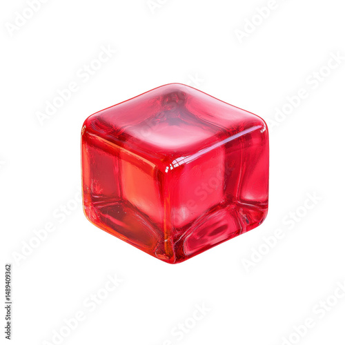 Translucent Red Cube Abstract Glass or Jelly Block