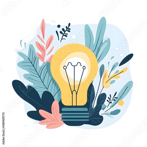 Creative Hand-Drawn Cartoon Vector Illustration of Light Bulb with Unique Design