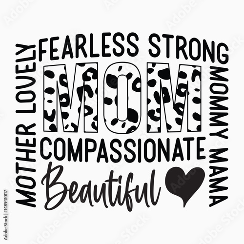 Mom Mother Lovely Fearless Strong SVG Retro T shirt design sublimation