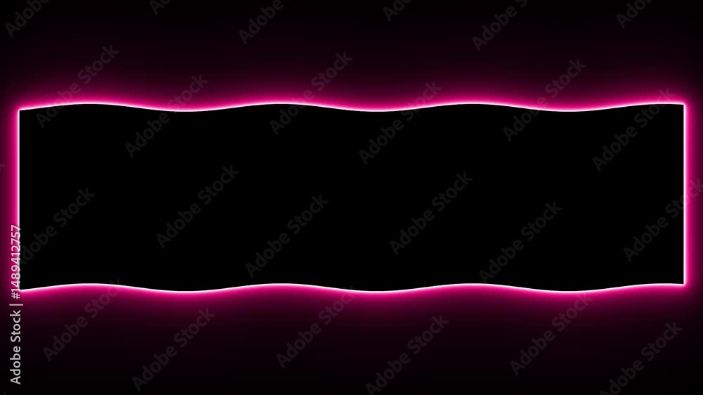 Abstract glowing wavy motion rectangular frame with minimal background effects with neon pink light color animation. Minimal abstract backdrop